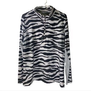 SanSoleil XL Black and White Zebra Print 1/4‎ Zip Golf Long Sleeve Shirt